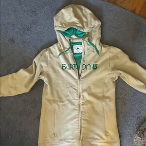 Burton Cream and Green Hoodie - snuggly and comfortable!